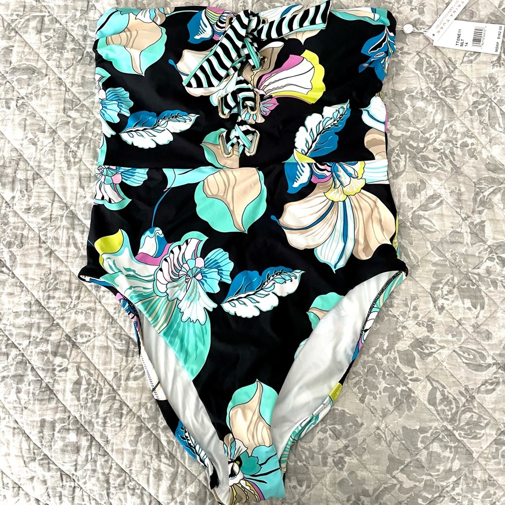 NWT Trina turk BANDEAU ONE PIECE 14